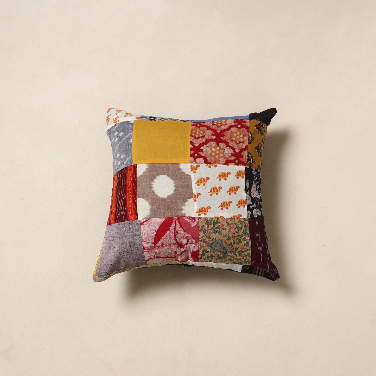 Multicolor - handcrafted cotton patchwork cushion cover 46