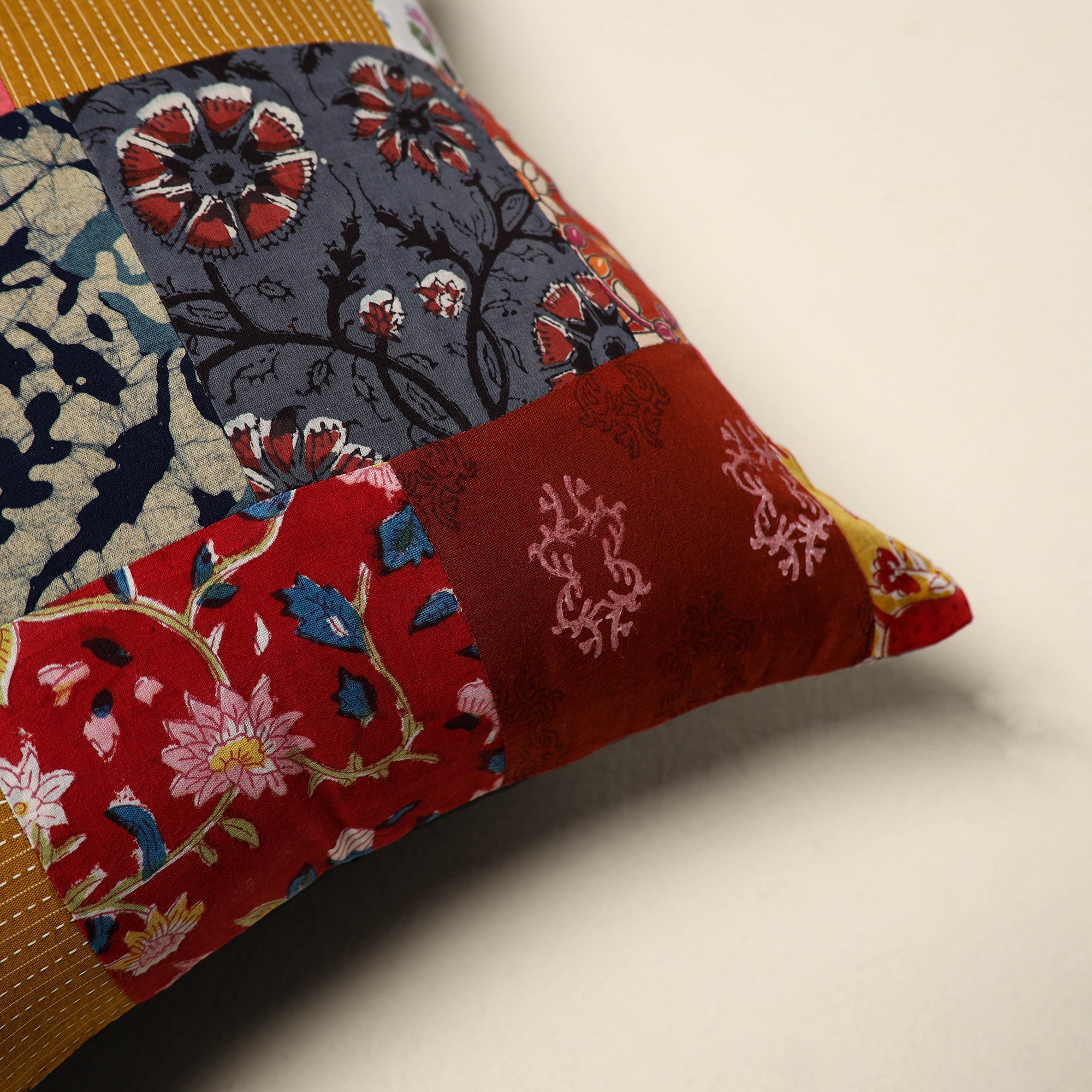 Multicolor Handcrafted Cotton Patchwork Cushion Cover