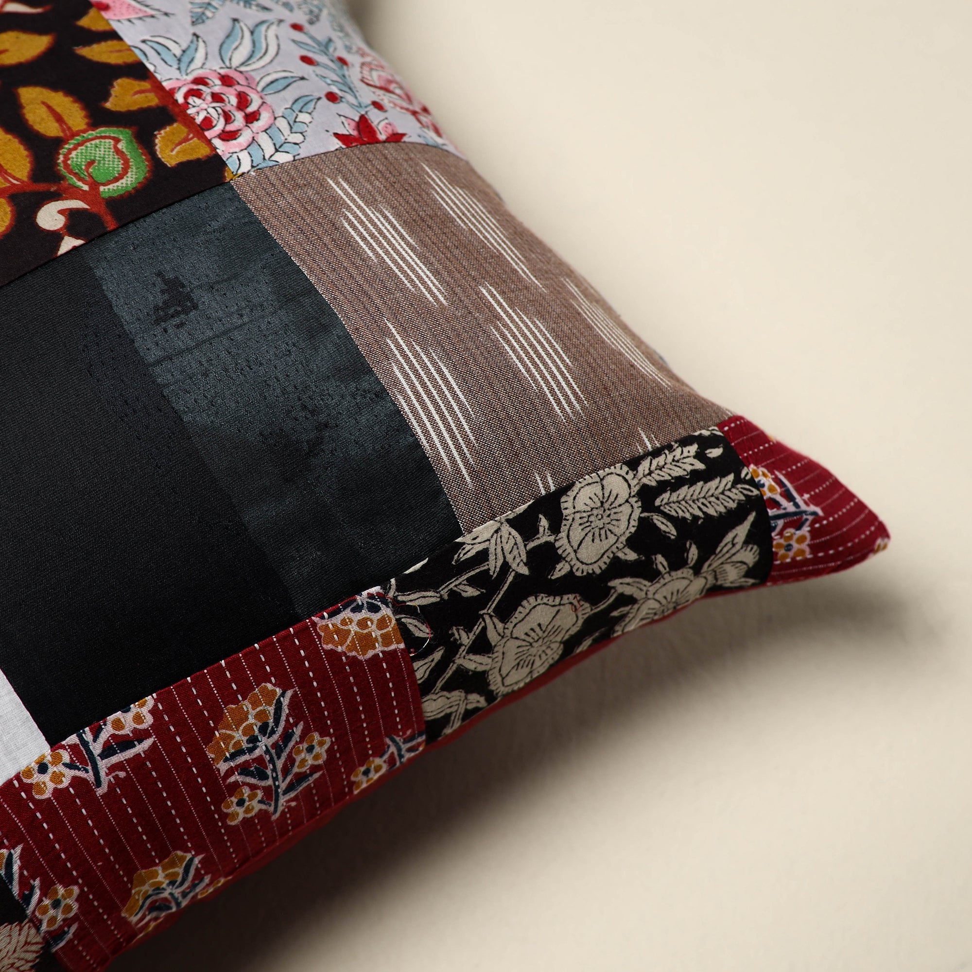 Multicolor - handcrafted cotton patchwork cushion cover - 47