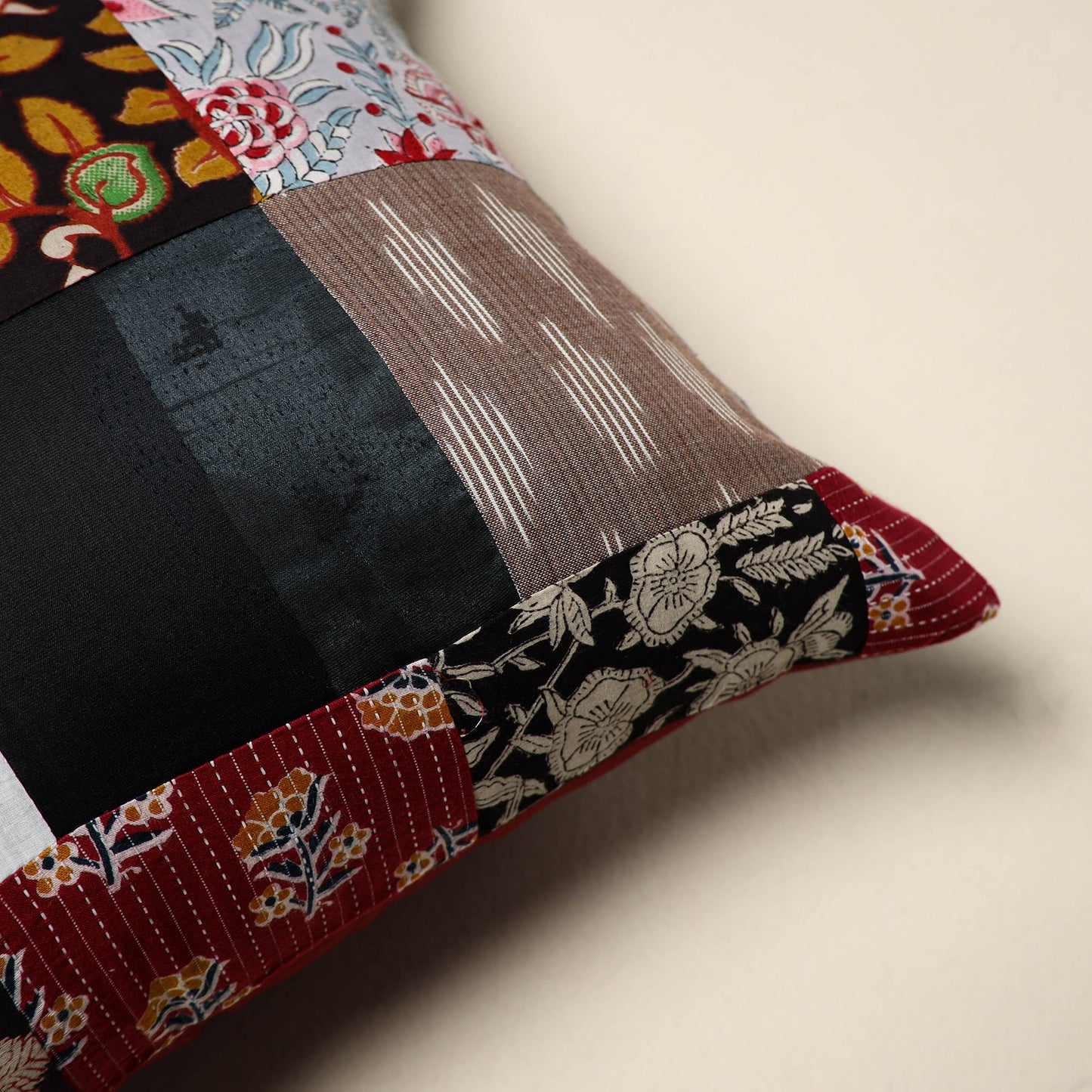 Multicolor - handcrafted cotton patchwork cushion cover - 47