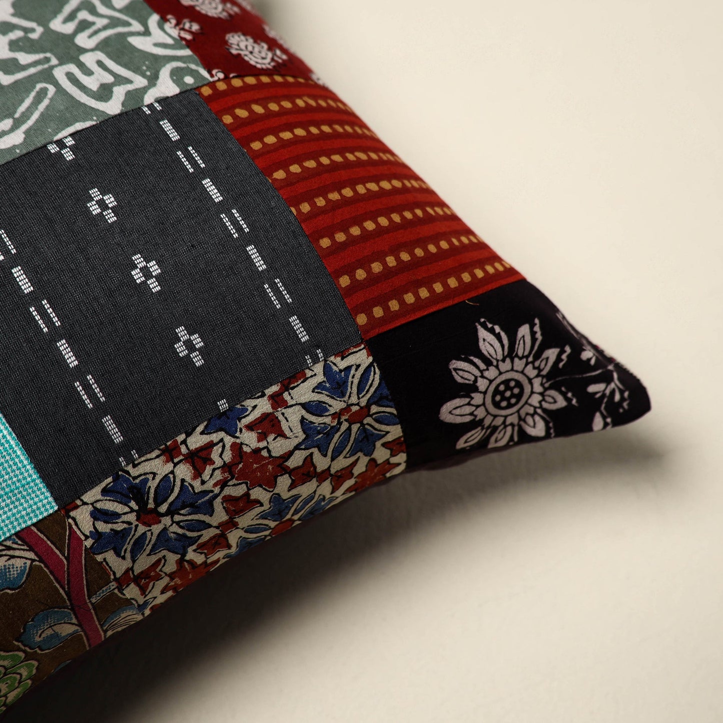 Multicolor Handcrafted Cotton Patchwork Cushion Cover