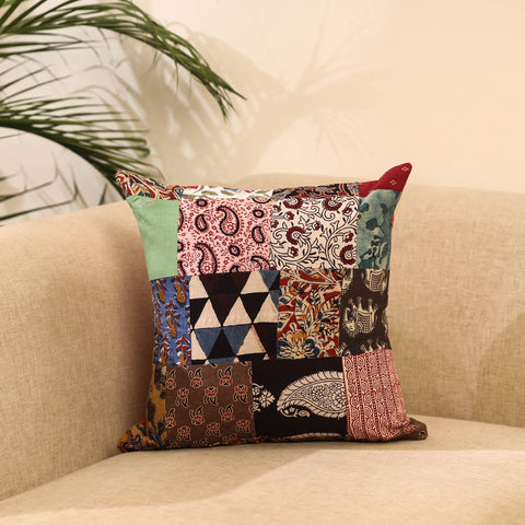 Buy Multicolor Handcrafted Cotton Patchwork Cushion Cover