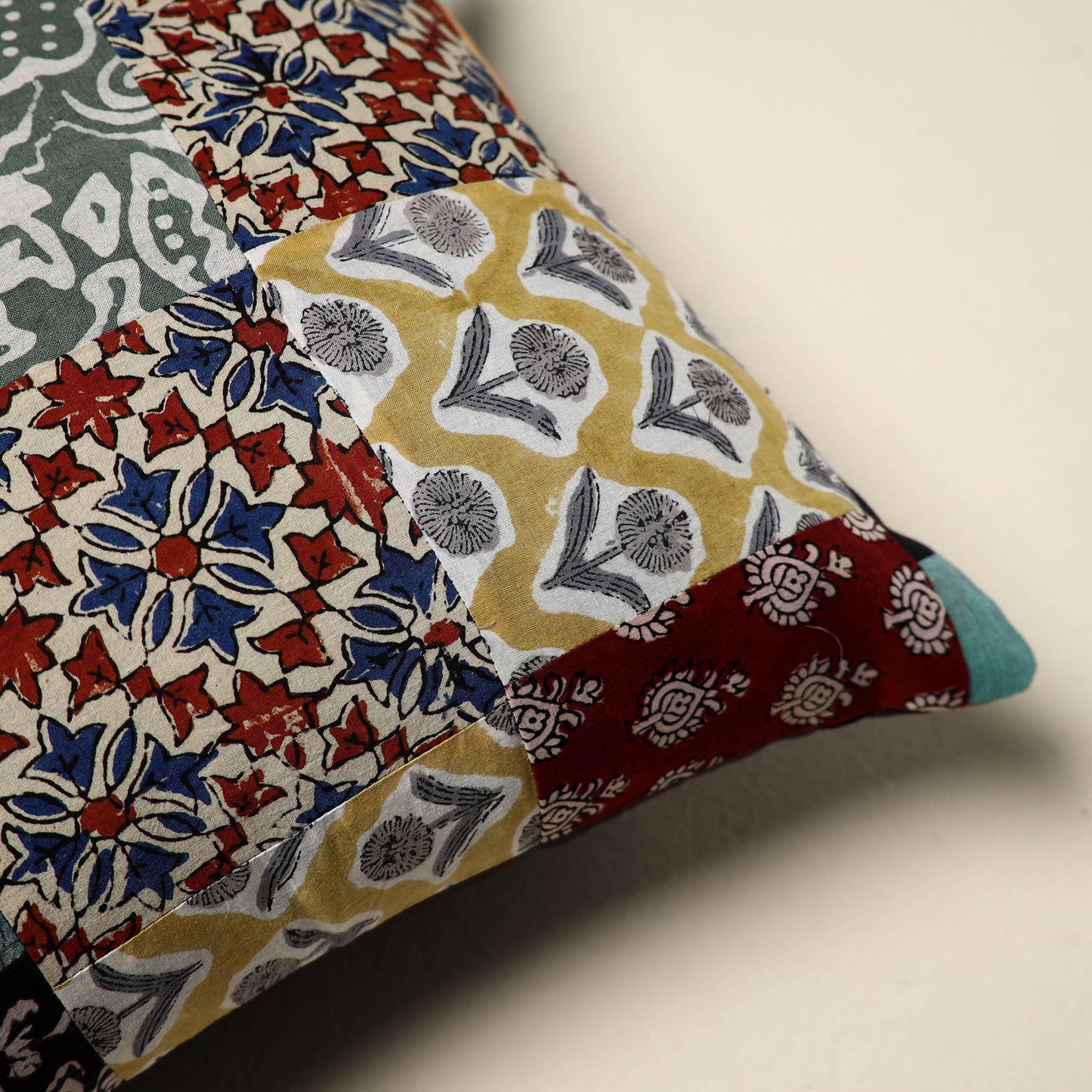 Multicolor - handcrafted cotton patchwork cushion cover 49