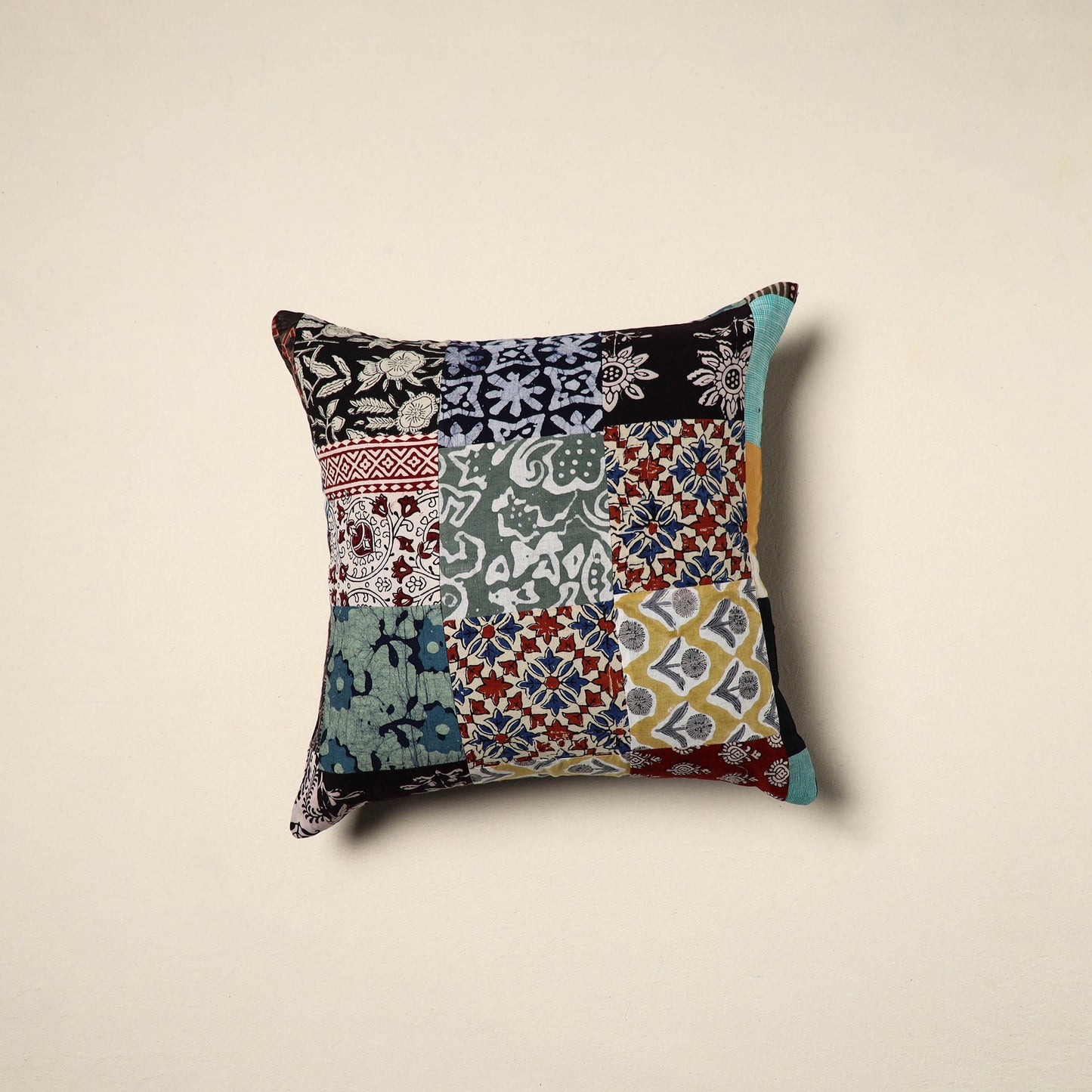 Multicolor - handcrafted cotton patchwork cushion cover 49