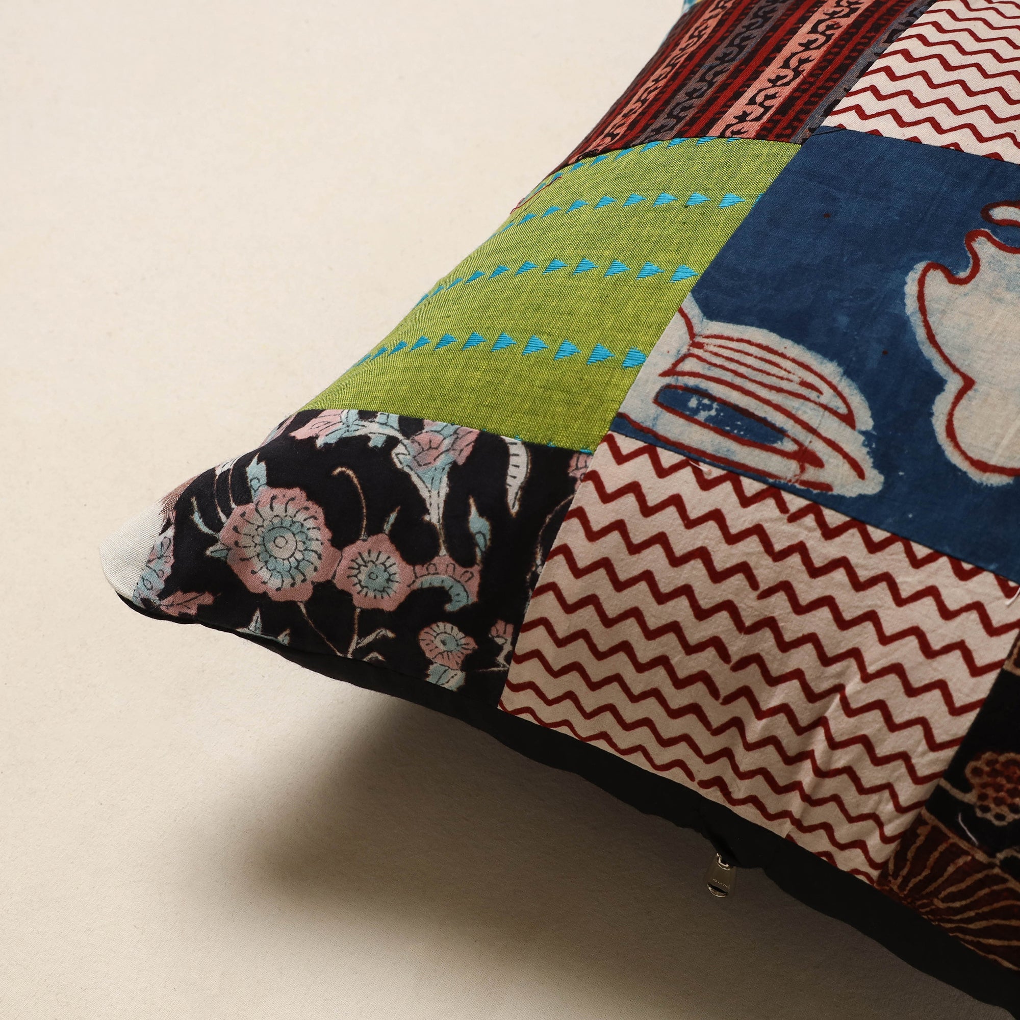 Multicolor - handcrafted cotton patchwork cushion cover 50