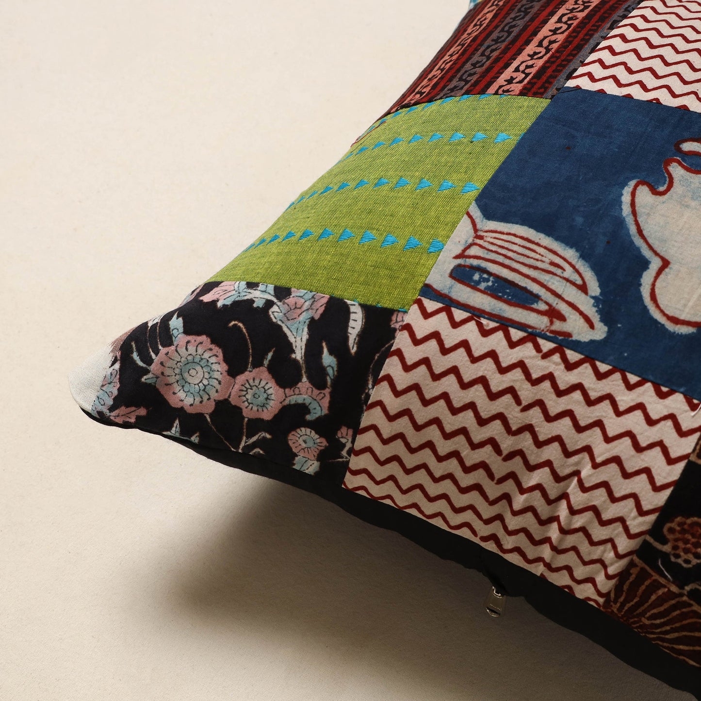 Multicolor - handcrafted cotton patchwork cushion cover 50