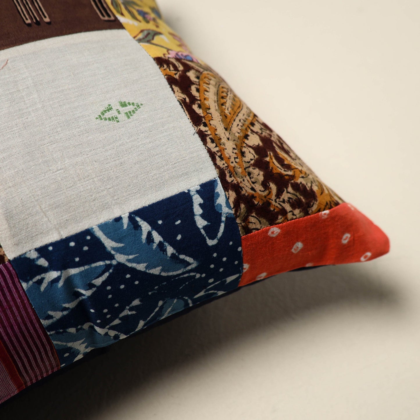 Multicolor Handcrafted Cotton Patchwork Cushion Cover