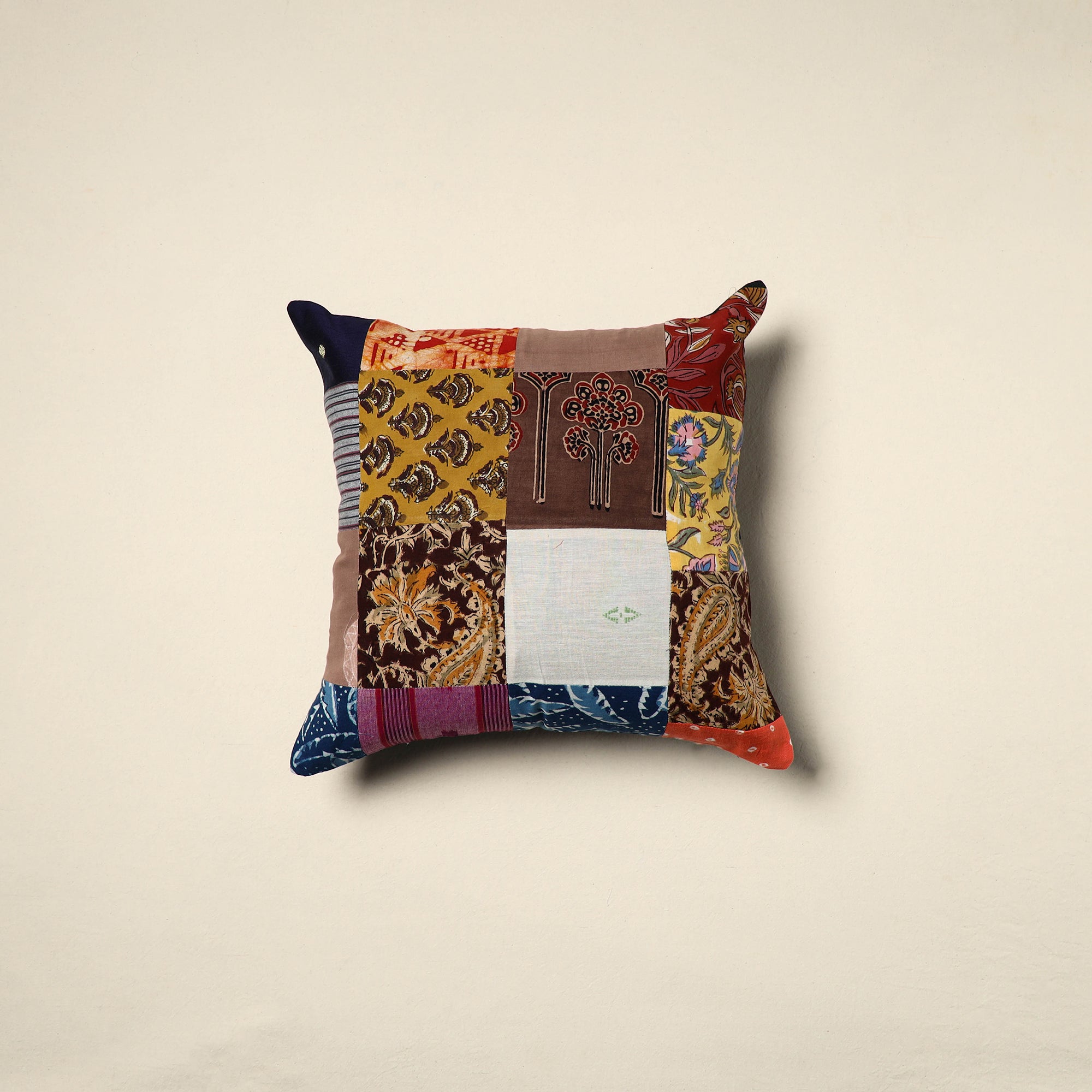 Multicolor Handcrafted Cotton Patchwork Cushion Cover