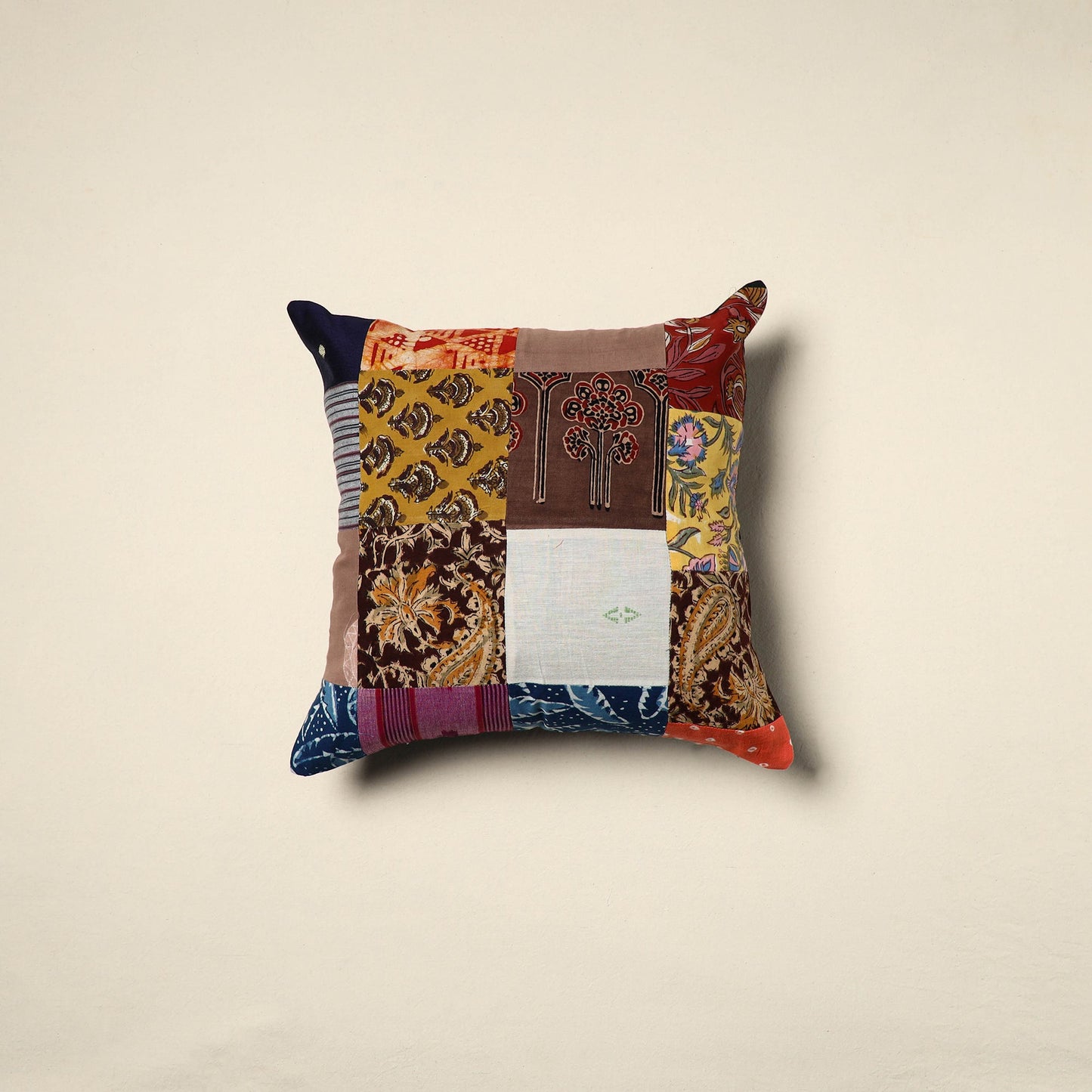 Multicolor Handcrafted Cotton Patchwork Cushion Cover