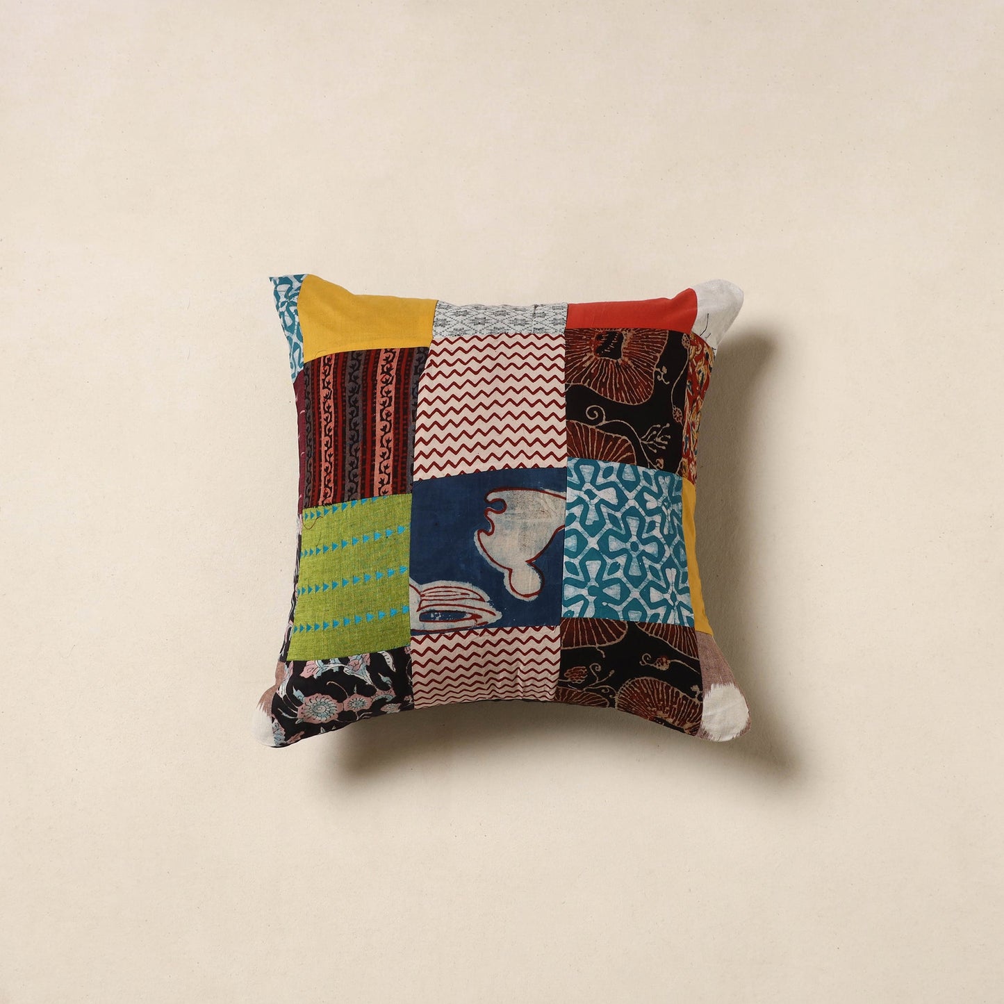 Multicolor - handcrafted cotton patchwork cushion cover 50