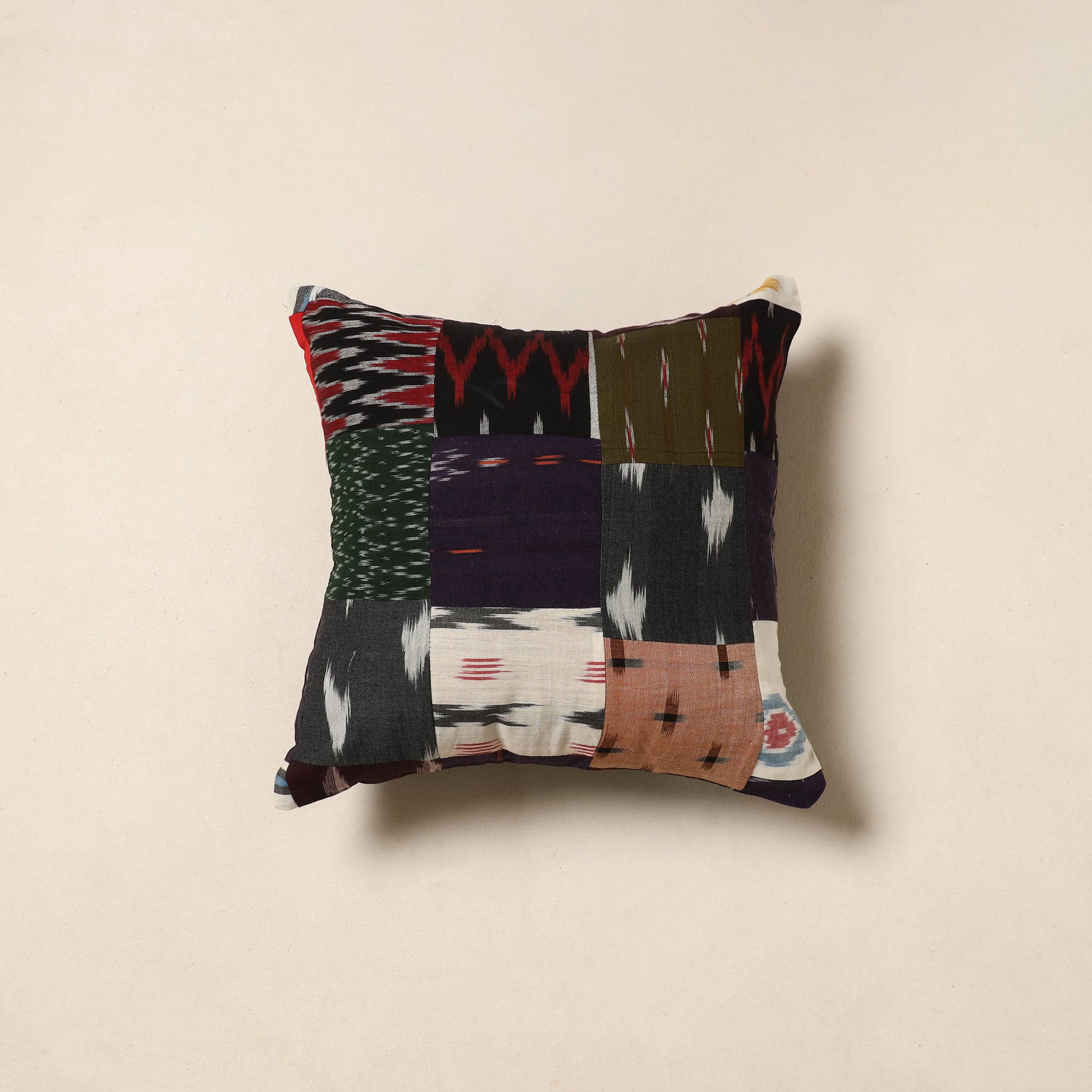 Multicolor - handcrafted cotton patchwork cushion cover 51