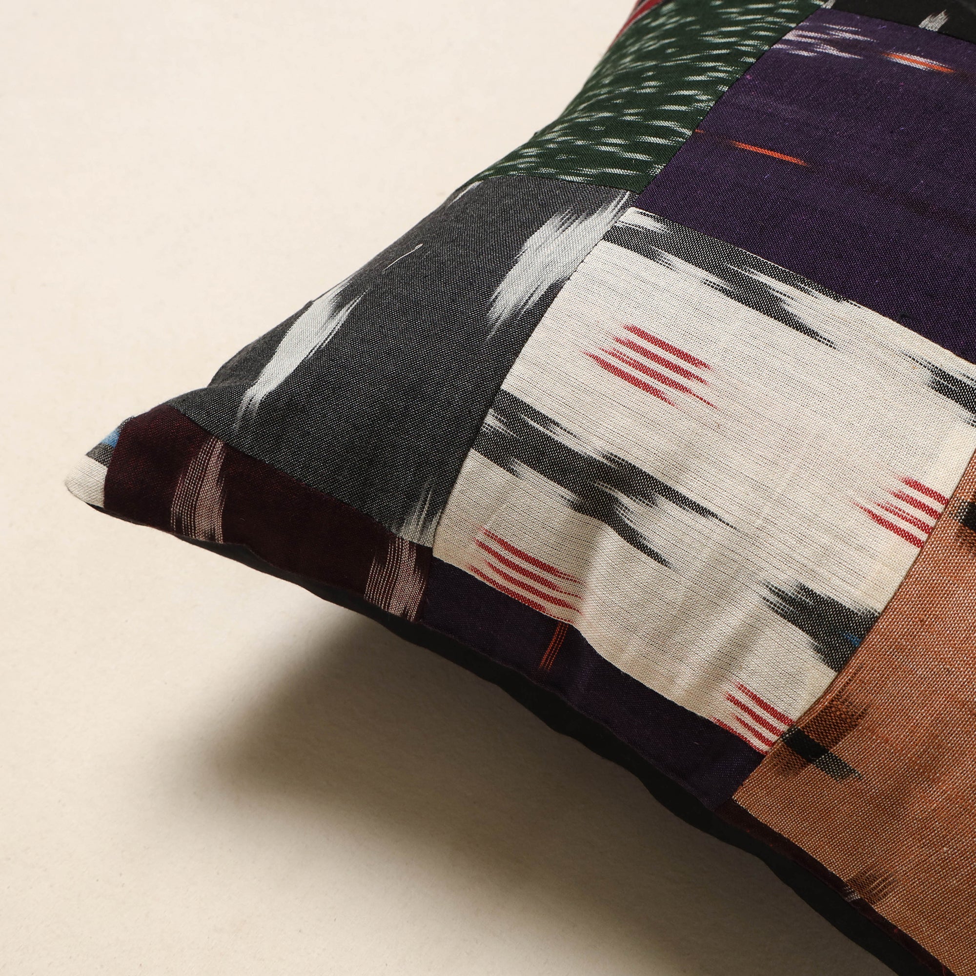 Multicolor - handcrafted cotton patchwork cushion cover 51