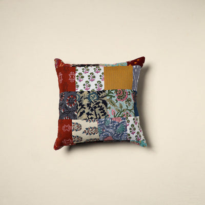 Multicolor - handcrafted cotton patchwork cushion cover - 51