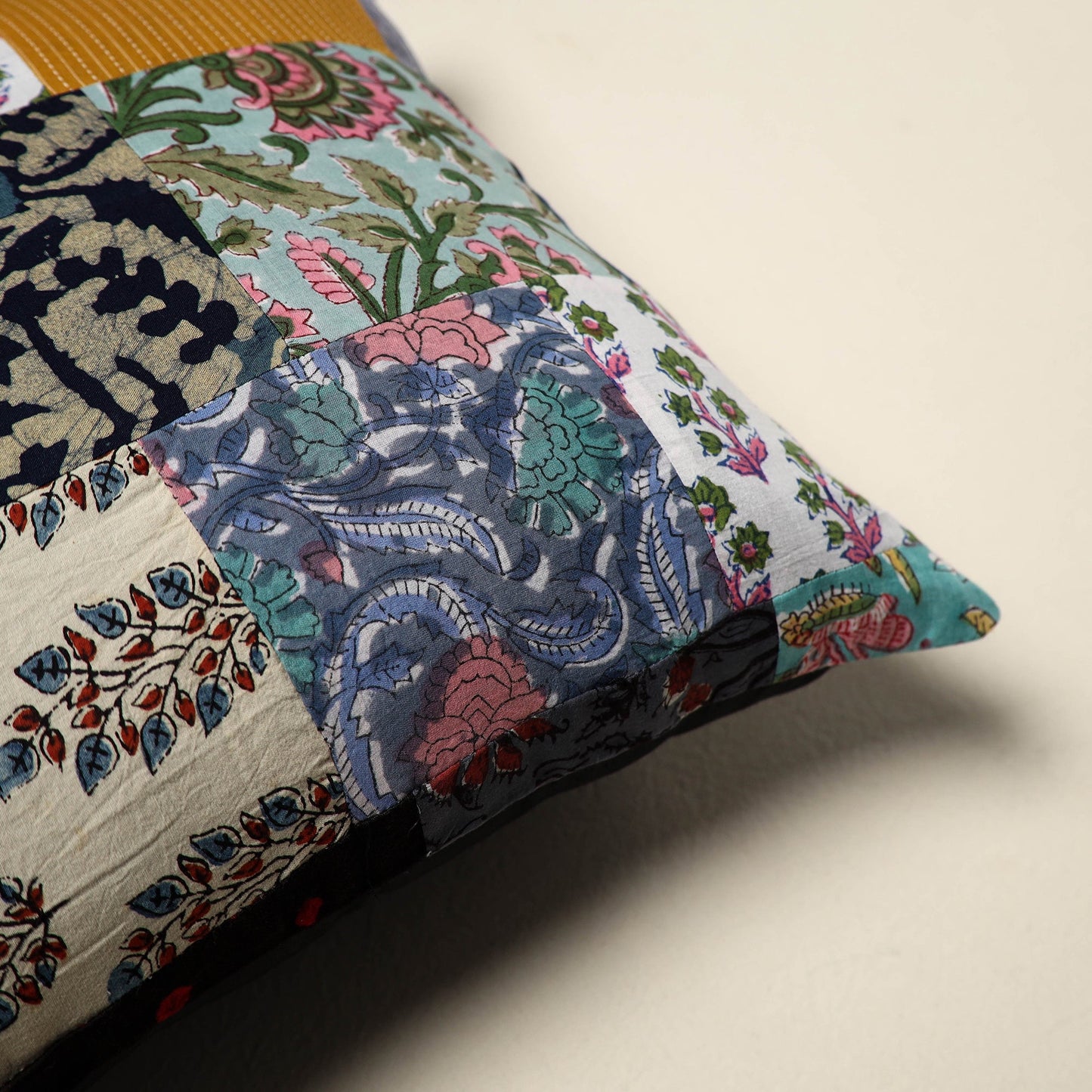 Multicolor - handcrafted cotton patchwork cushion cover - 51