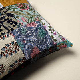 Multicolor - handcrafted cotton patchwork cushion cover - 51