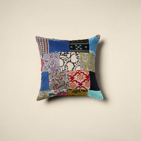 Multicolor Handcrafted Cotton Patchwork Cushion Cover