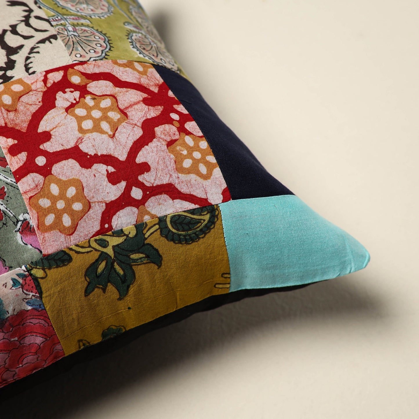 Multicolor Handcrafted Cotton Patchwork Cushion Cover