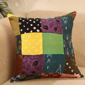 Buy Multicolor Handcrafted Cotton Patchwork Cushion Cover