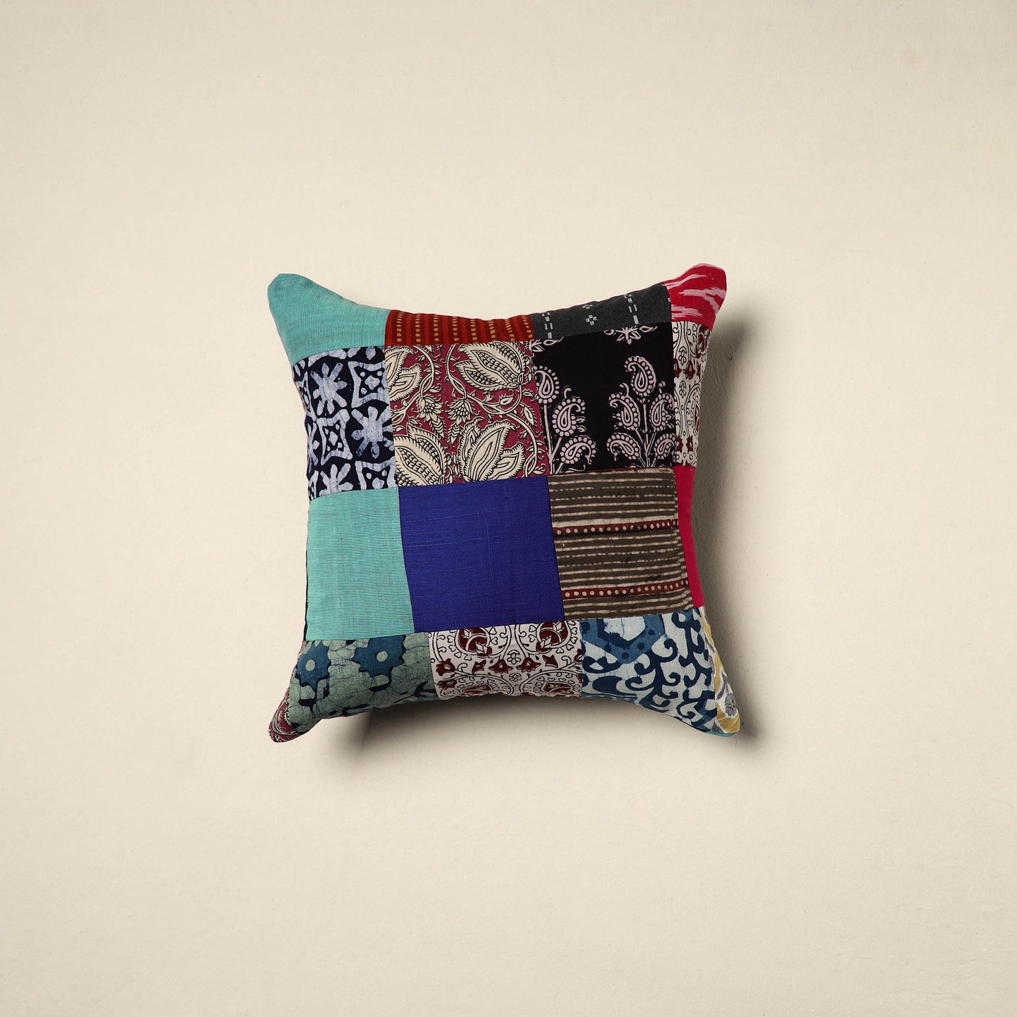 Multicolor - handcrafted cotton patchwork cushion cover 54