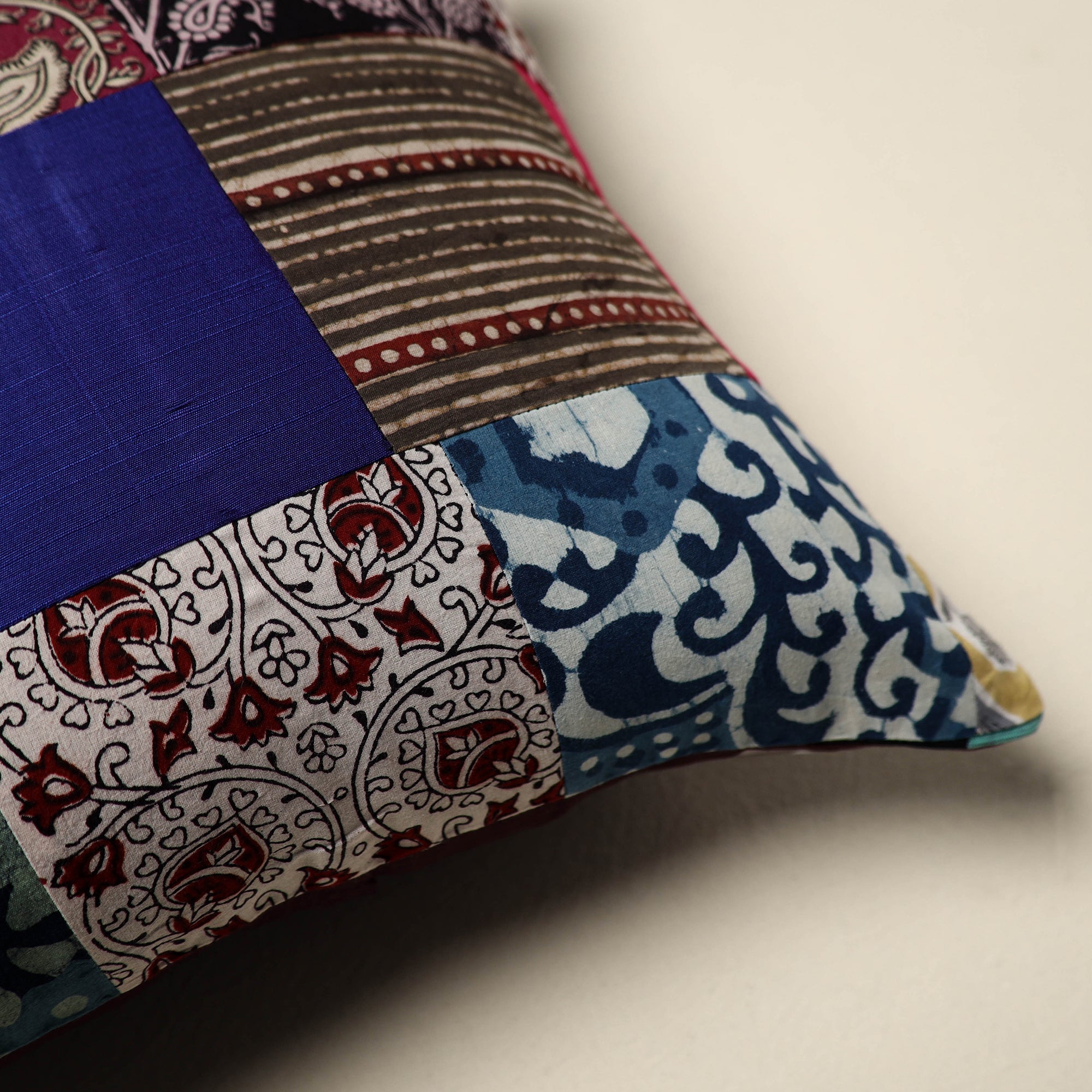 Multicolor - handcrafted cotton patchwork cushion cover 54