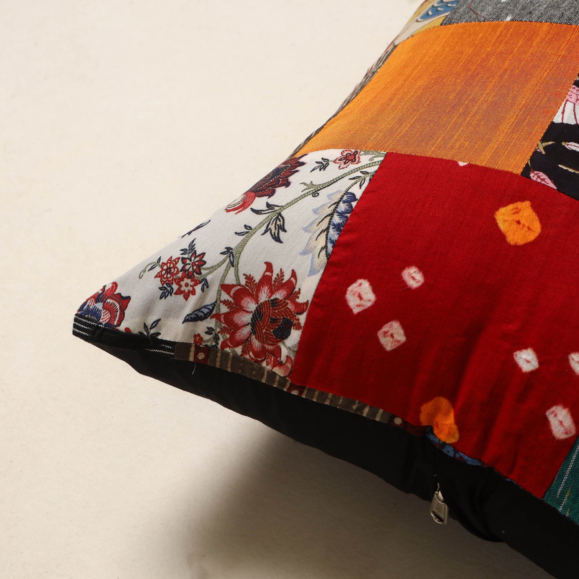 Multicolor - handcrafted cotton patchwork cushion cover 54