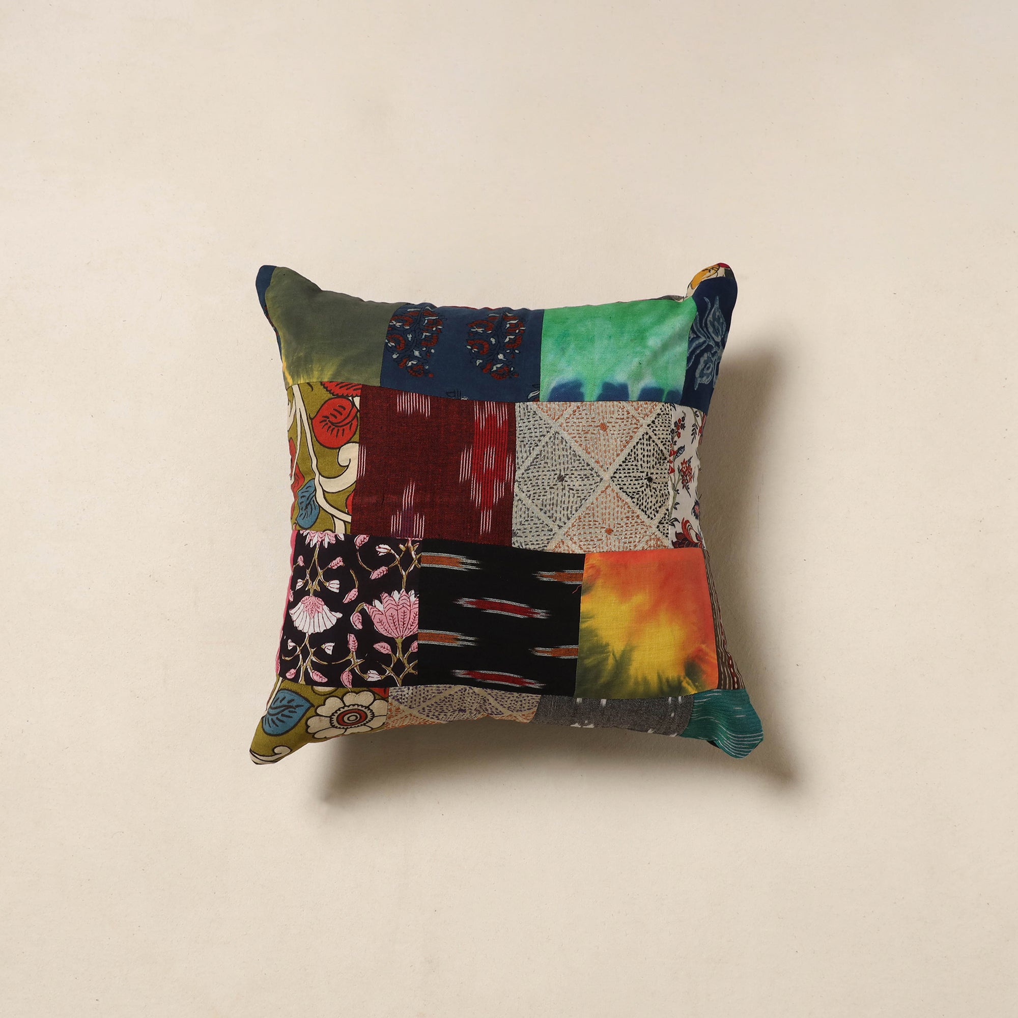 Multicolor - handcrafted cotton patchwork cushion cover 55