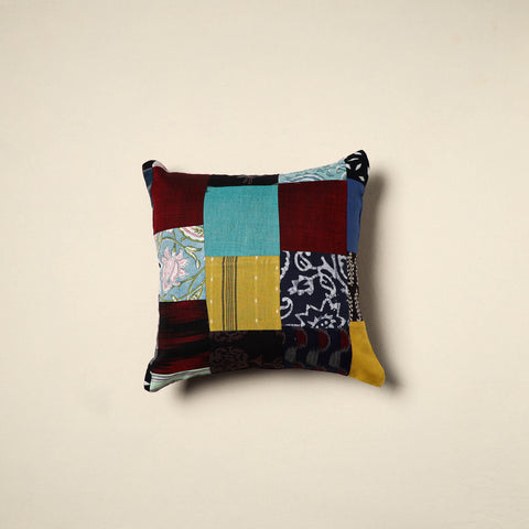 Multicolor Handcrafted Cotton Patchwork Cushion Cover