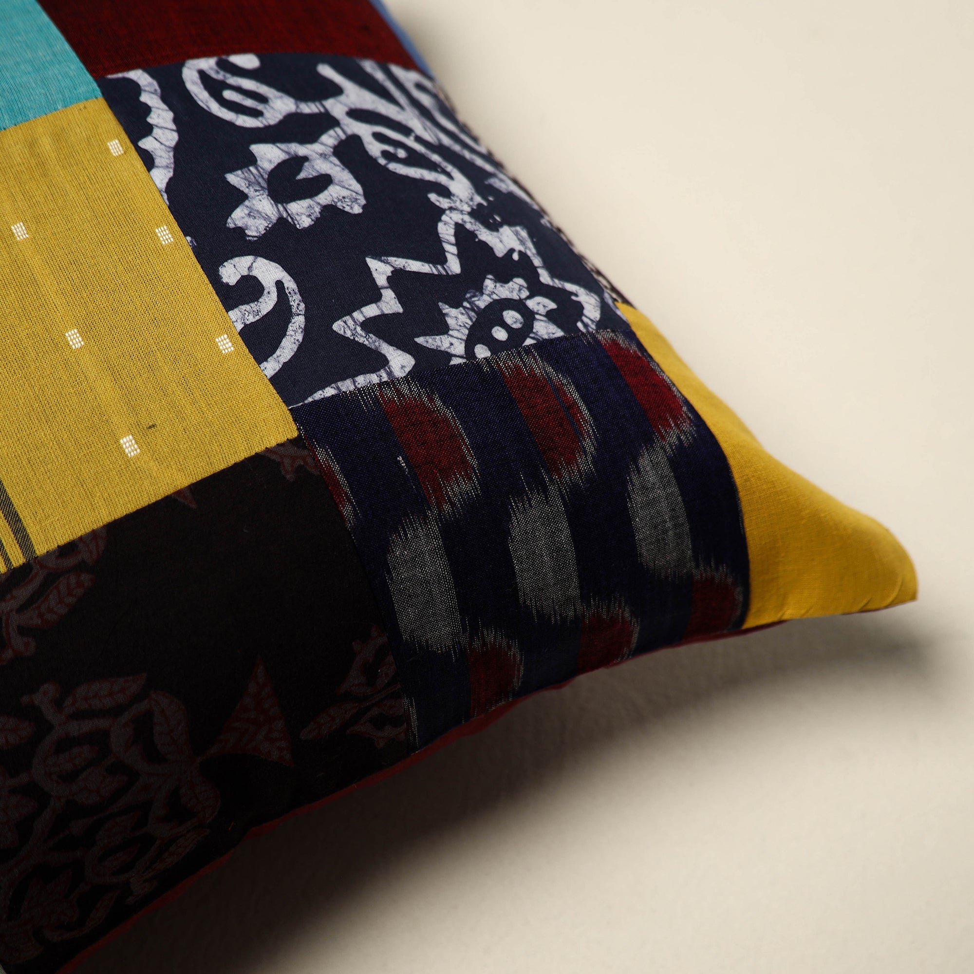 Multicolor Handcrafted Cotton Patchwork Cushion Cover