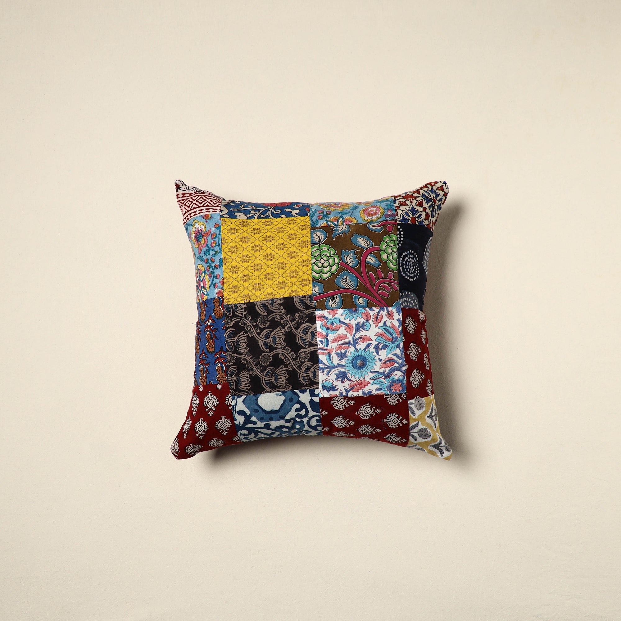 Multicolor Handcrafted Cotton Patchwork Cushion Cover