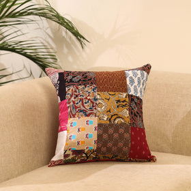 Buy Multicolor Handcrafted Cotton Patchwork Cushion Cover