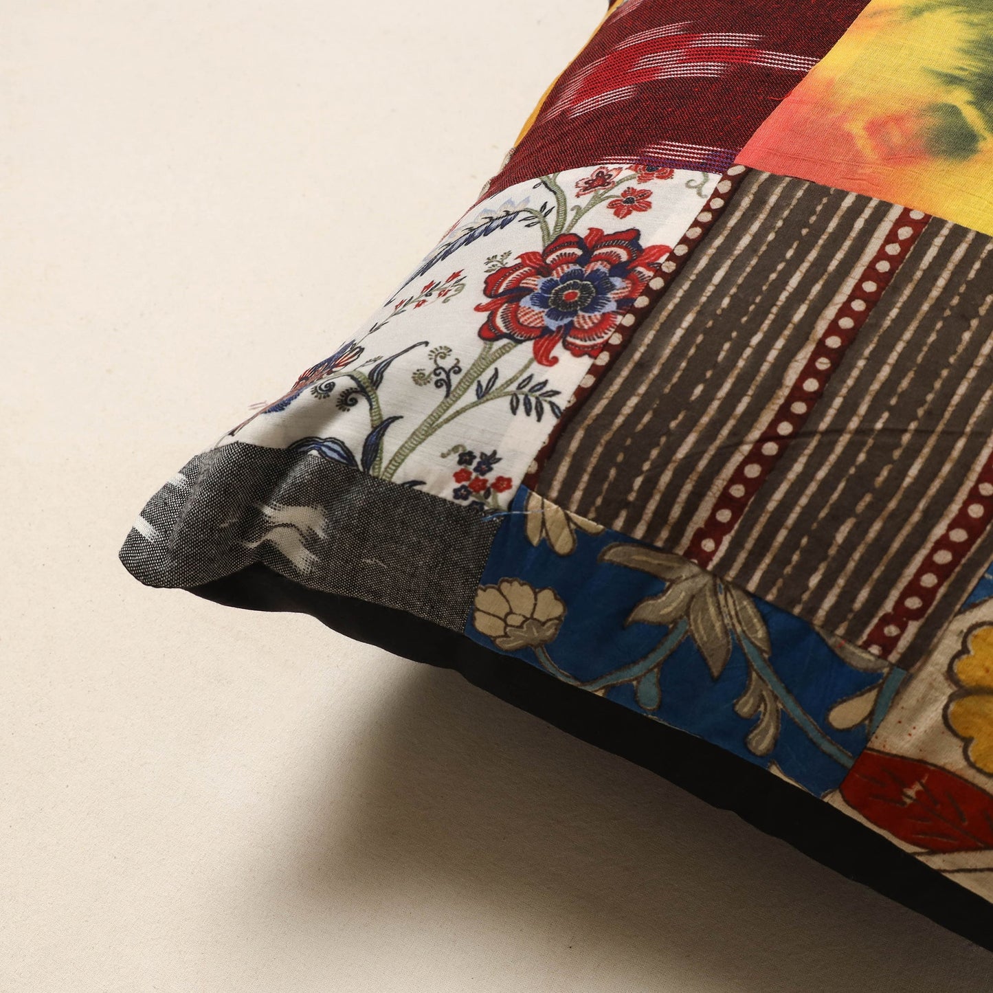 Multicolor - handcrafted cotton patchwork cushion cover 57