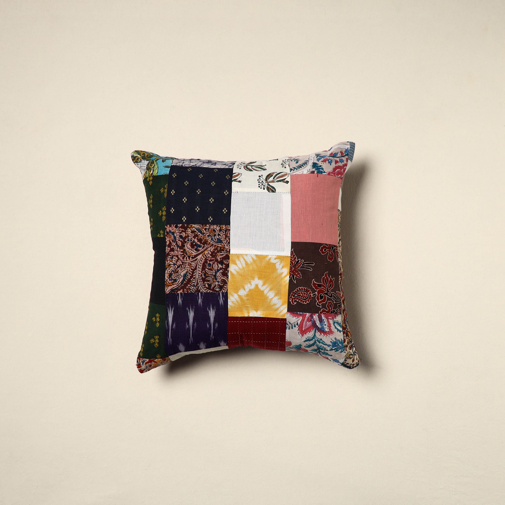 Multicolor - handcrafted cotton patchwork cushion cover 57