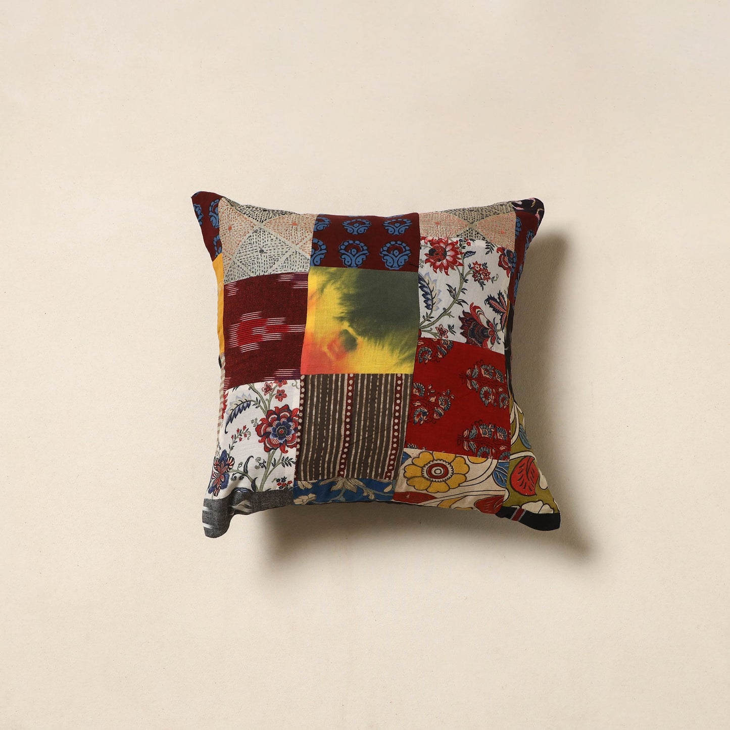 Multicolor - handcrafted cotton patchwork cushion cover 57