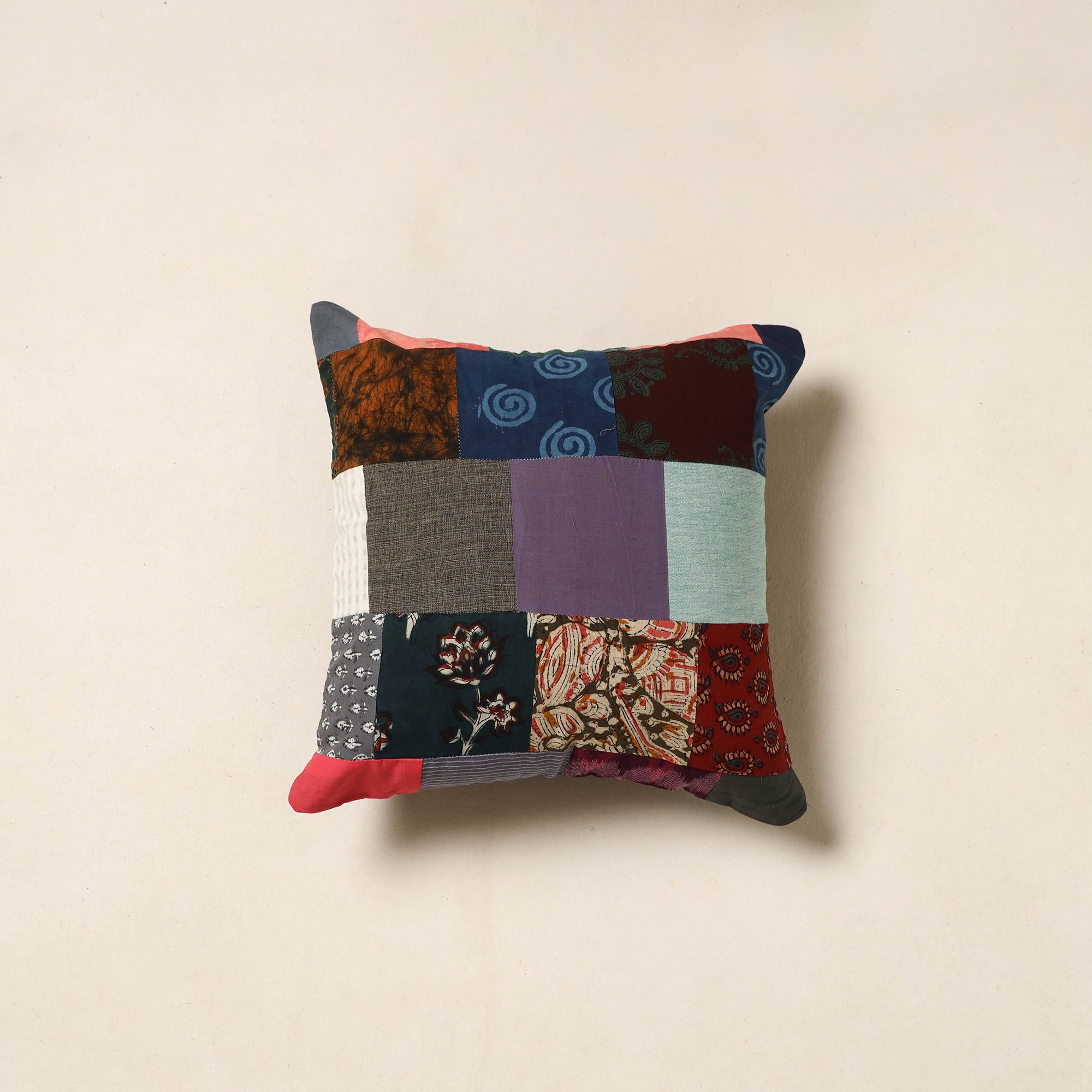 Multicolor - handcrafted cotton patchwork cushion cover 58