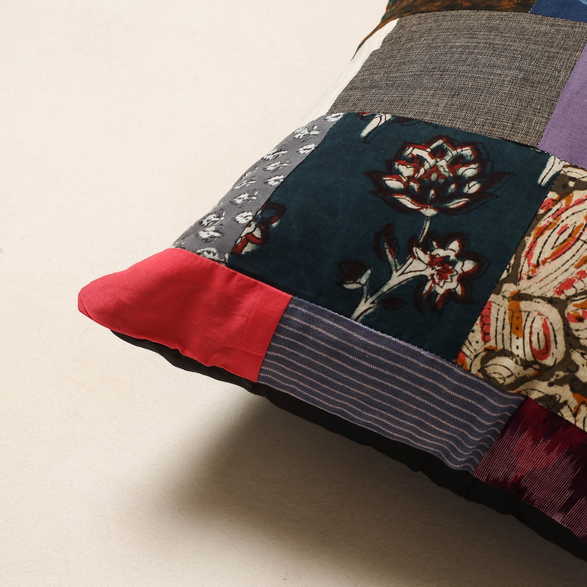 Multicolor - handcrafted cotton patchwork cushion cover 58