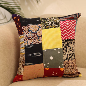 Buy Multicolor Handcrafted Cotton Patchwork Cushion Cover