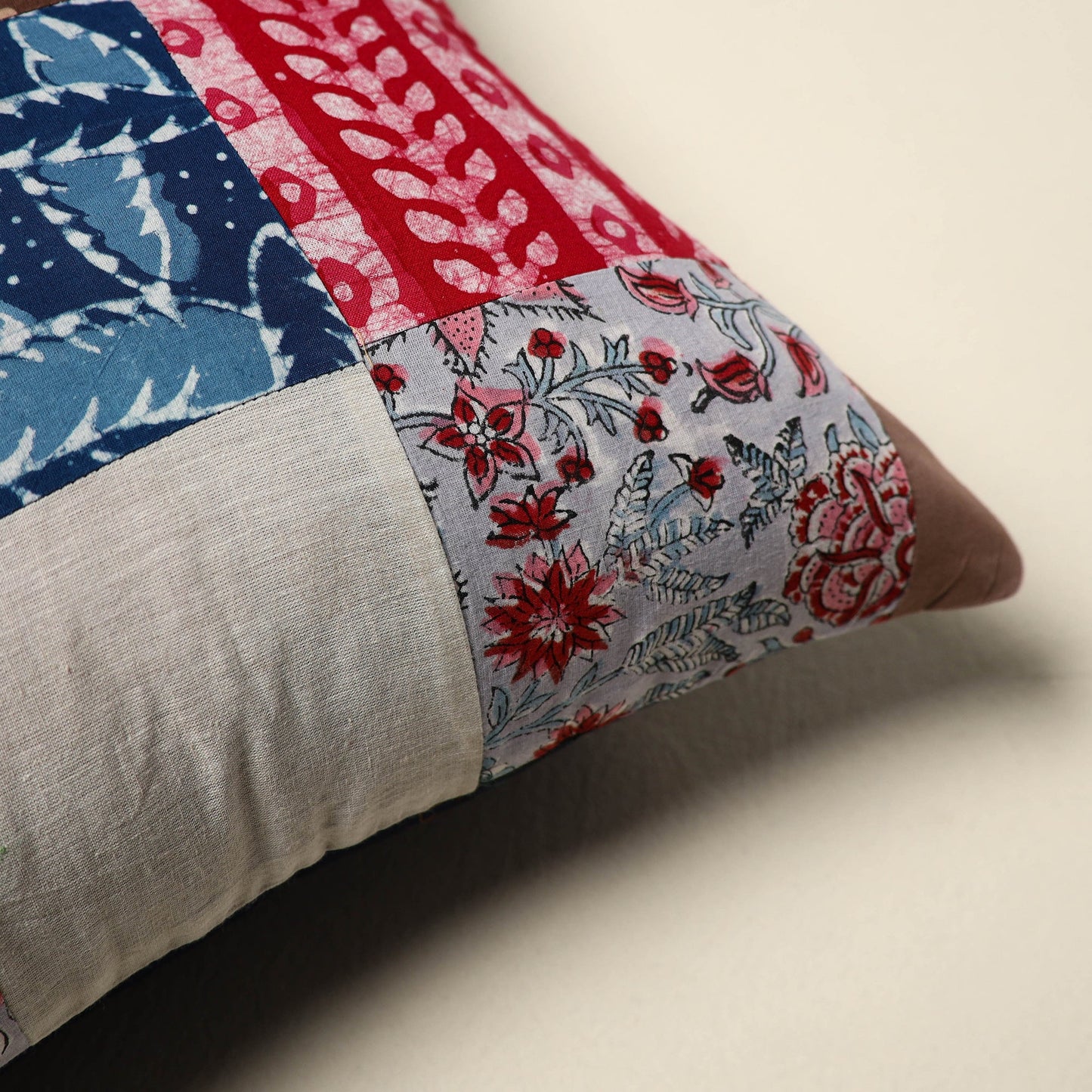 Multicolor Handcrafted Cotton Patchwork Cushion Cover