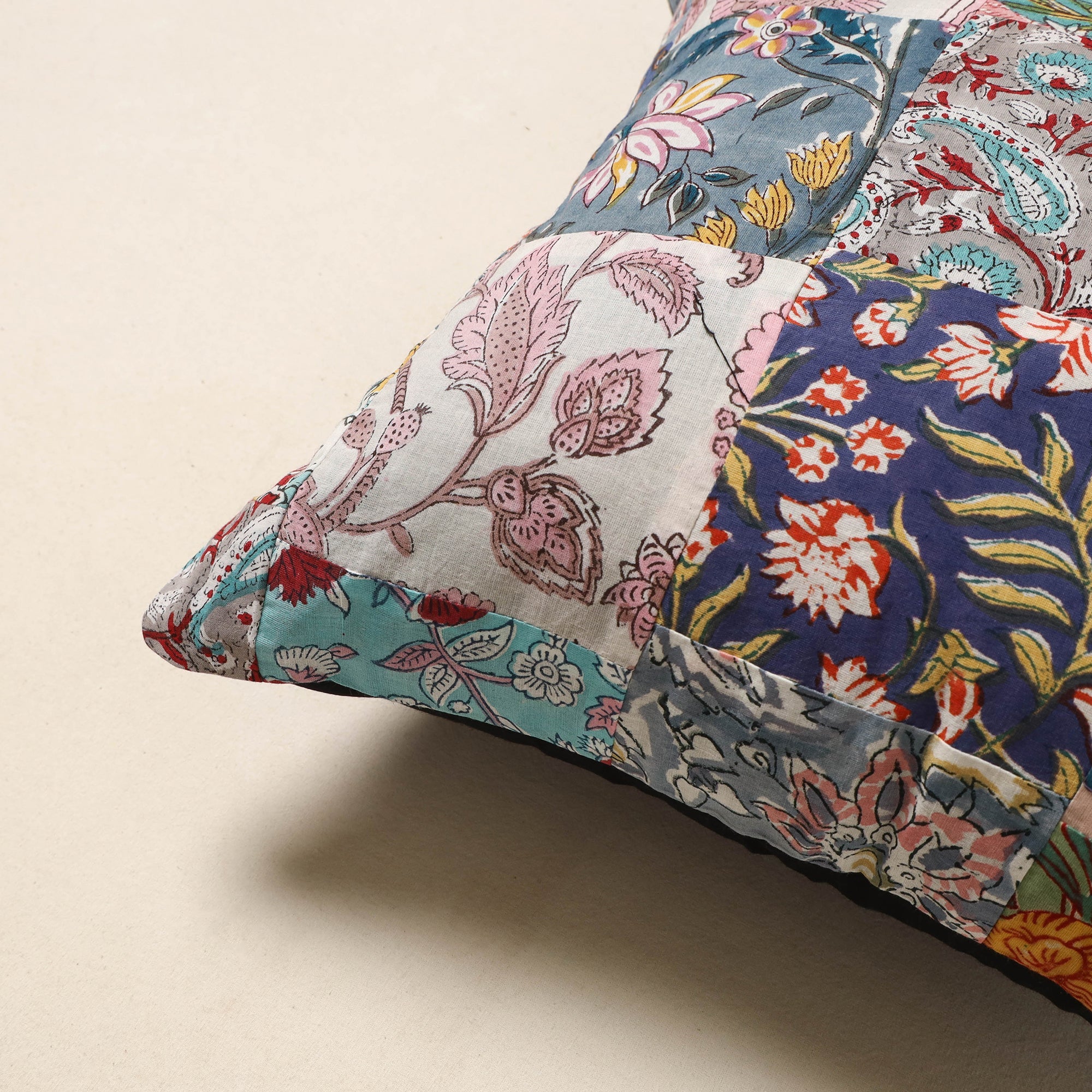 Multicolor - handcrafted cotton patchwork cushion cover 59