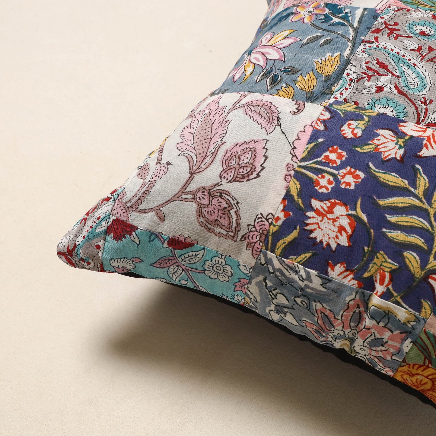 Multicolor - handcrafted cotton patchwork cushion cover 59