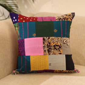 Buy Multicolor Handcrafted Cotton Patchwork Cushion Cover