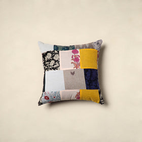 Multicolor - handcrafted cotton patchwork cushion cover 59