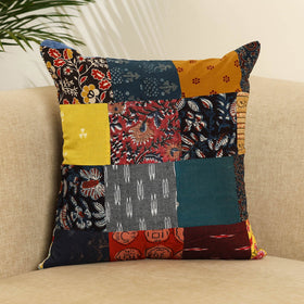  Multicolor Handcrafted Cotton Patchwork Cushion Cover