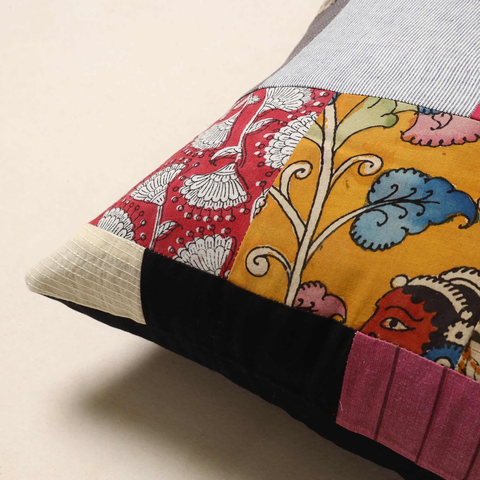 Multicolor - handcrafted cotton patchwork cushion cover 60