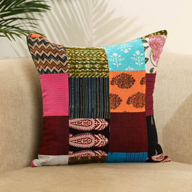Multicolor - handcrafted cotton patchwork cushion cover 63