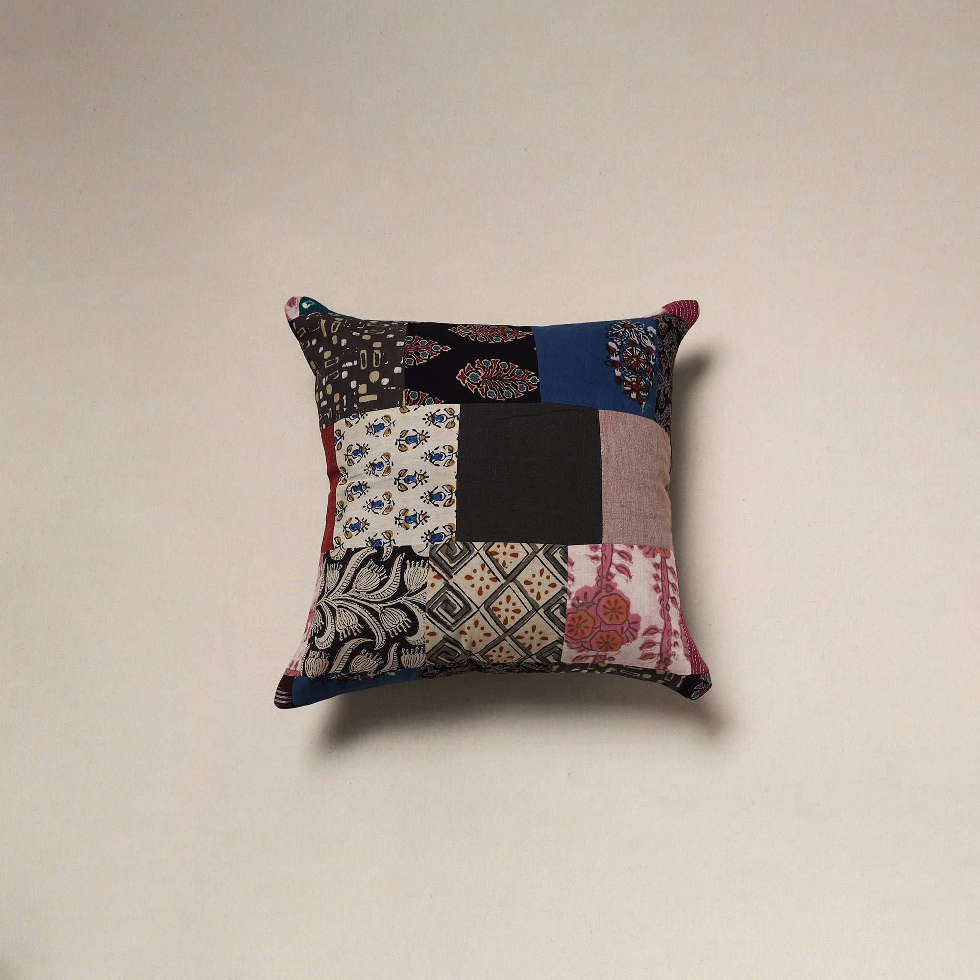 Multicolor - handcrafted cotton patchwork cushion cover 63