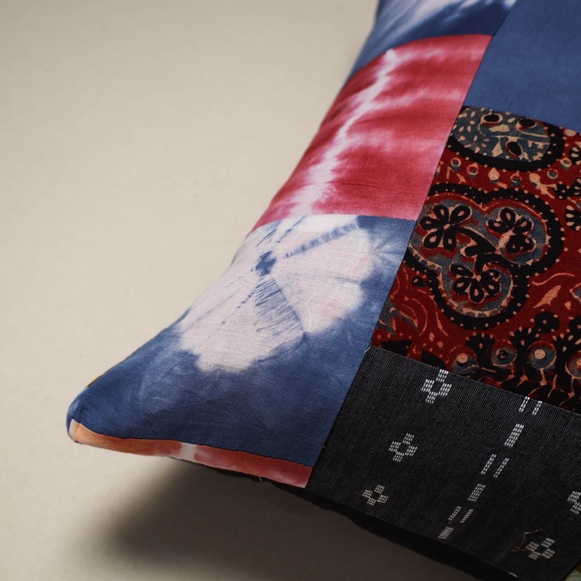 Handcrafted cotton patchwork cushion cover 63