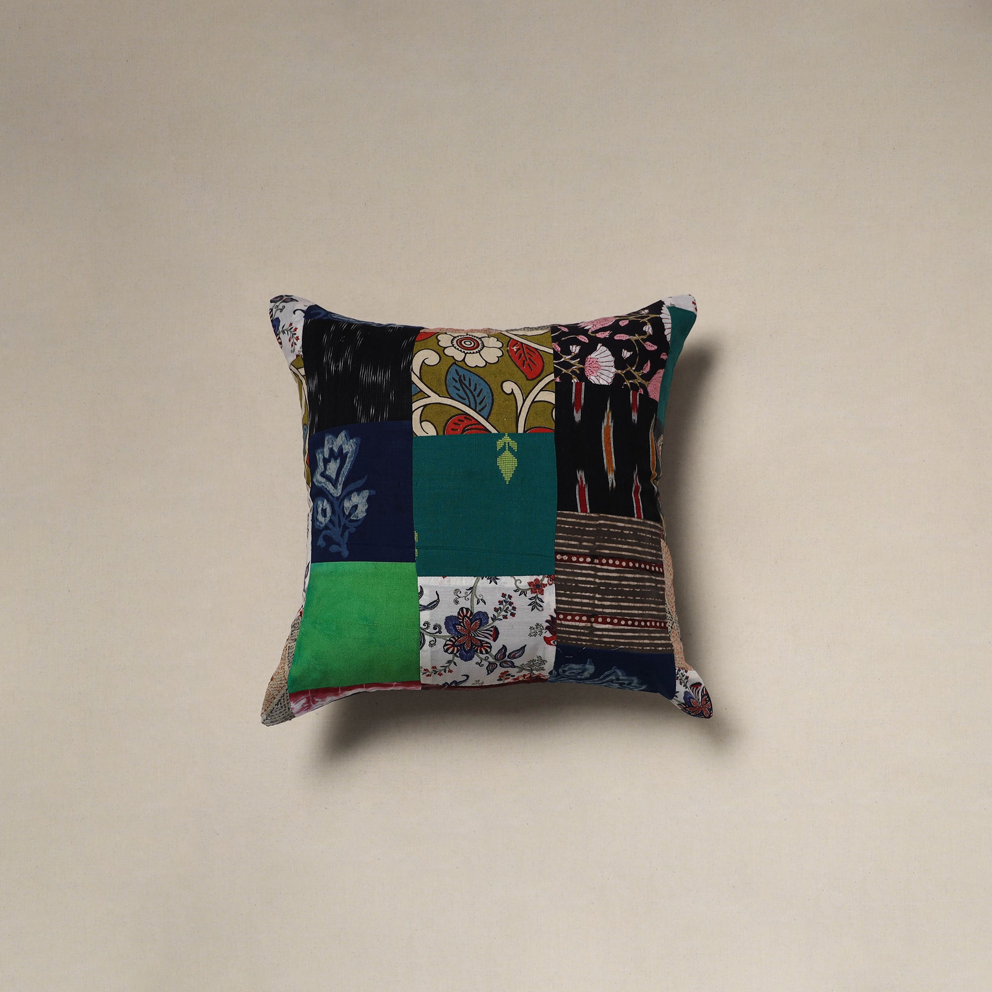Multicolor - handcrafted cotton patchwork cushion cover 64