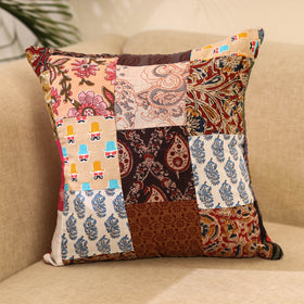 Buy Multicolor Handcrafted Cotton Patchwork Cushion Cover