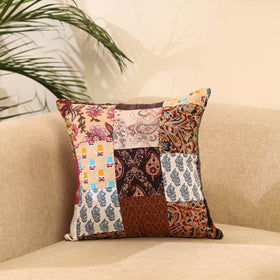 Buy Multicolor Handcrafted Cotton Patchwork Cushion Cover