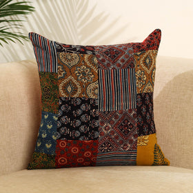  Multicolor Handcrafted Cotton Patchwork Cushion Cover